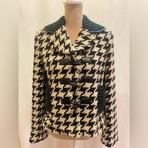 Cynthia Steffe Black and Cream Houndstooth Jacket